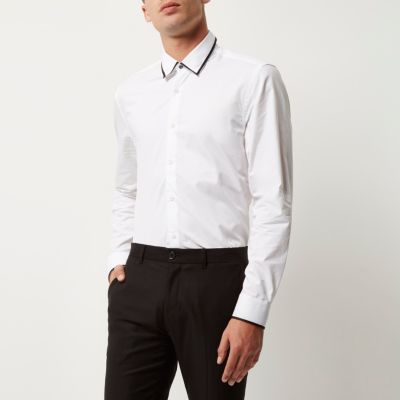 White tipped collar shirt